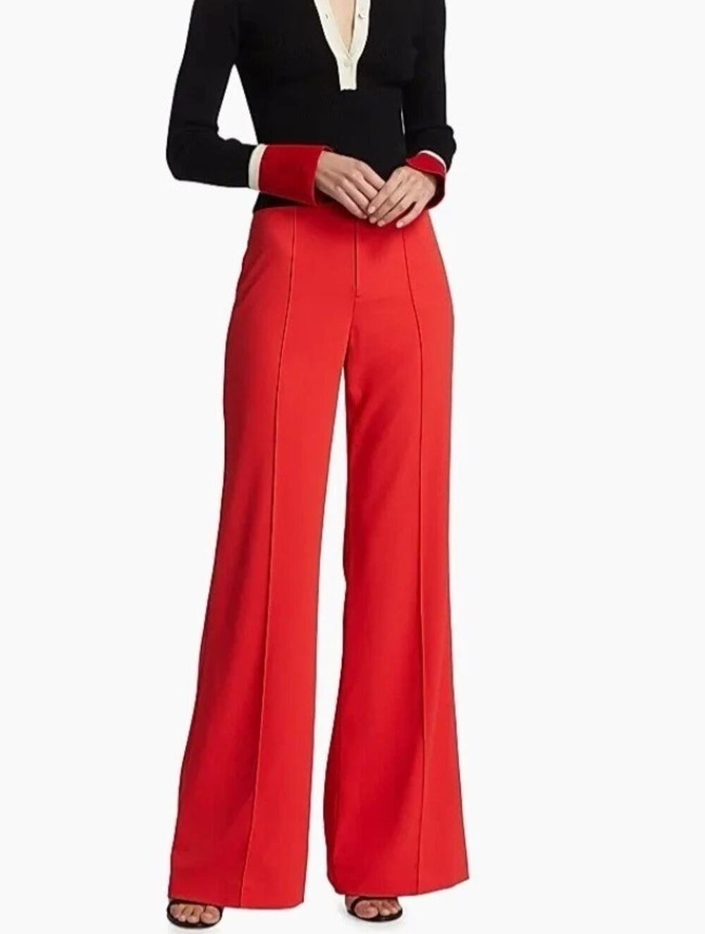 NWT Alice + Olivia Dylan High Rise Trouser Pants Coral Size 6